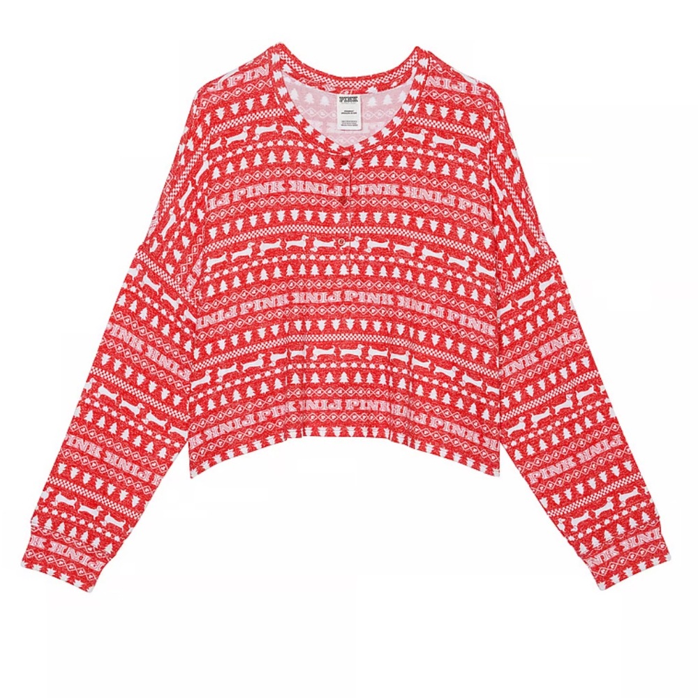 Victorias Secret Pink Cozy Long Sleeve Sleep Shirt